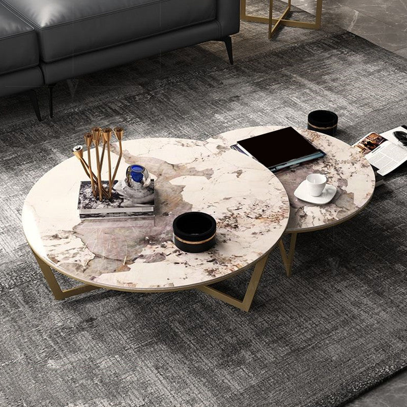Slate Round Coffee Table No Distressing Frame Nesting Coffee Table Set
