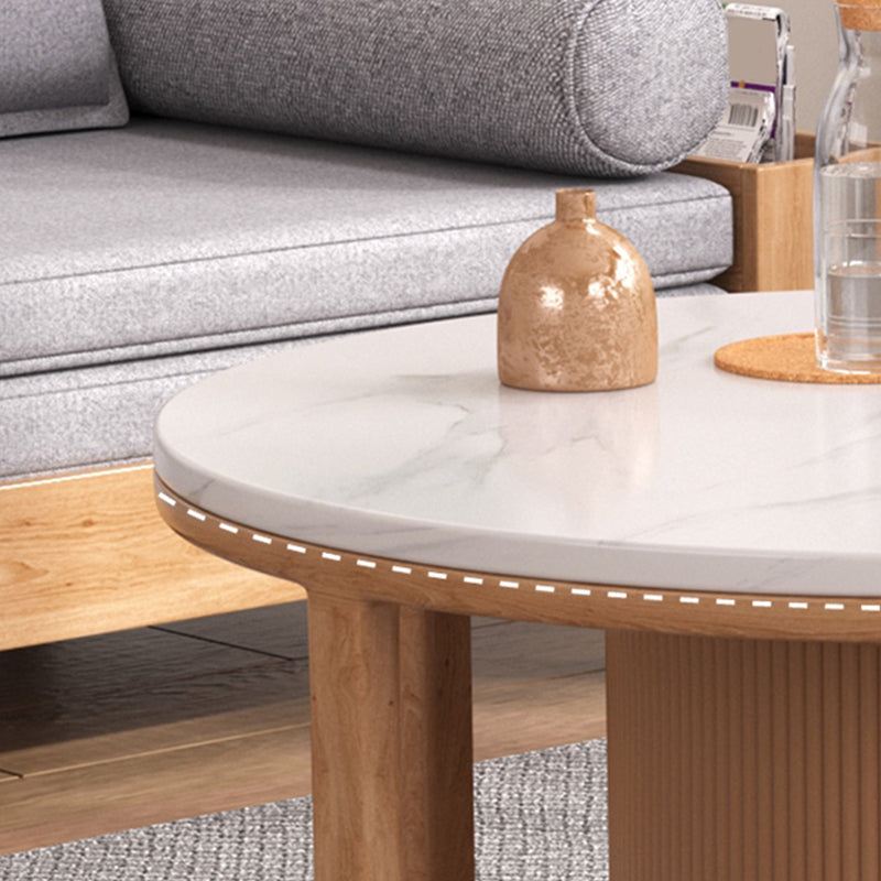 Round Coffee Table Frame Nesting Coffee Table Set with Storage Shelf