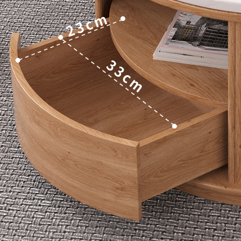 Round Coffee Table Frame Nesting Coffee Table Set with Storage Shelf