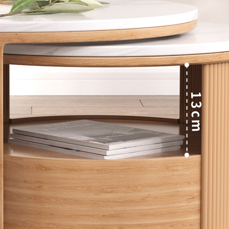 Round Coffee Table Frame Nesting Coffee Table Set with Storage Shelf