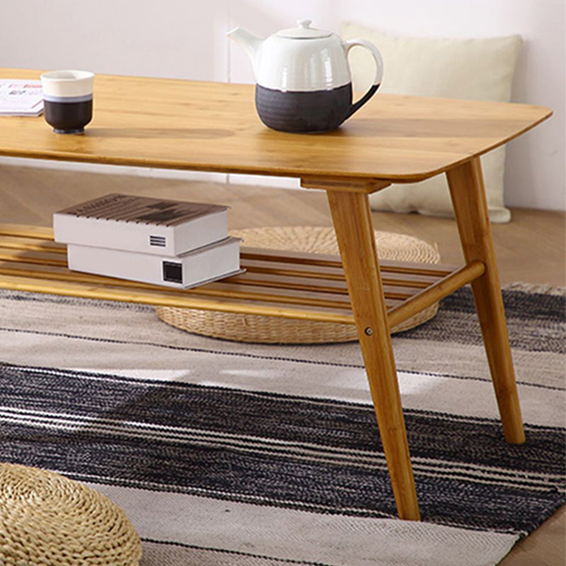 4 Legs 1 Coffee Table Contemporary Wood Coffee Table with Shelf