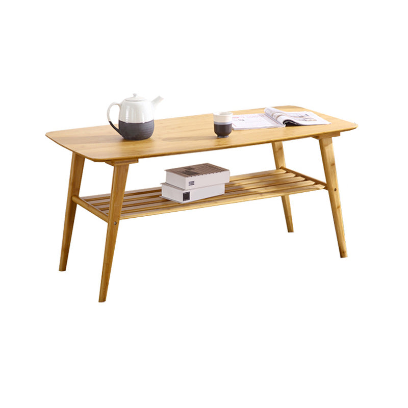 4 Legs 1 Coffee Table Contemporary Wood Coffee Table with Shelf
