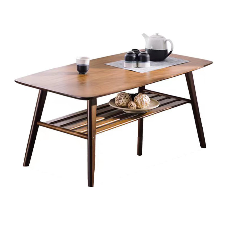 4 Legs 1 Coffee Table Contemporary Wood Coffee Table with Shelf