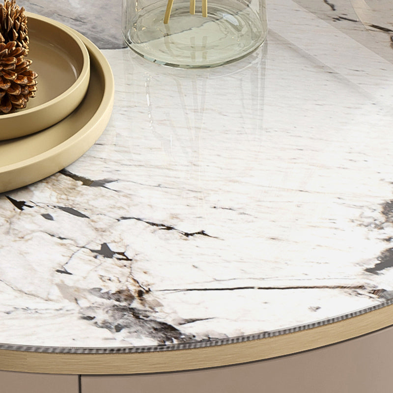 Pedestal Coffee Table Set Slate Round Coffee Table for Living Room