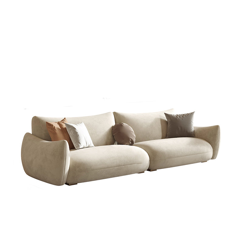 Modern Fabric Sectional with Bolster Pillows 31.5" Tall White L-shape Sectional