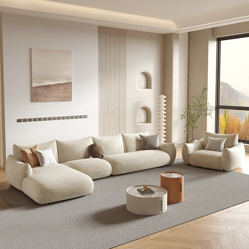 Modern Fabric Sectional with Bolster Pillows 31.5" Tall White L-shape Sectional