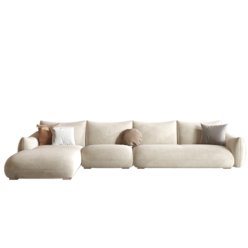 Modern Fabric Sectional with Bolster Pillows 31.5" Tall White L-shape Sectional