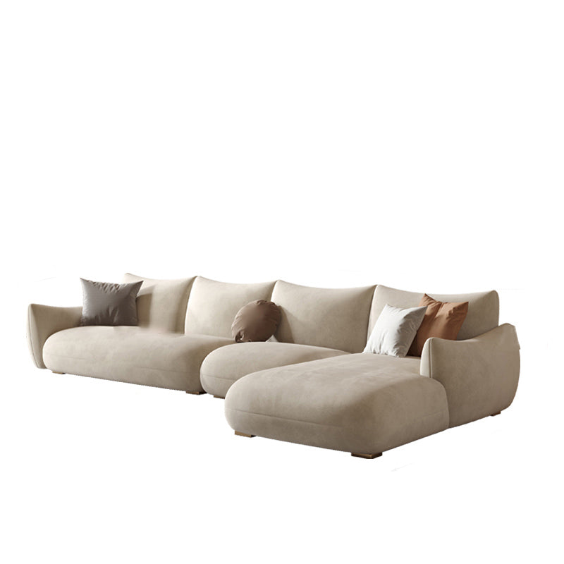 Modern Fabric Sectional with Bolster Pillows 31.5" Tall White L-shape Sectional