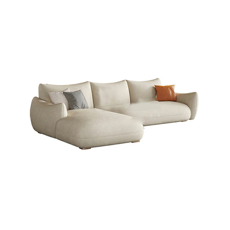 Modern Fabric Sectional with Bolster Pillows 31.5" Tall White L-shape Sectional