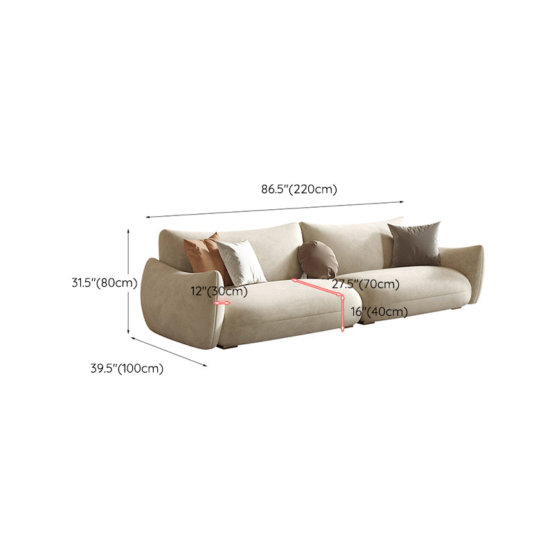 Modern Fabric Sectional with Bolster Pillows 31.5" Tall White L-shape Sectional