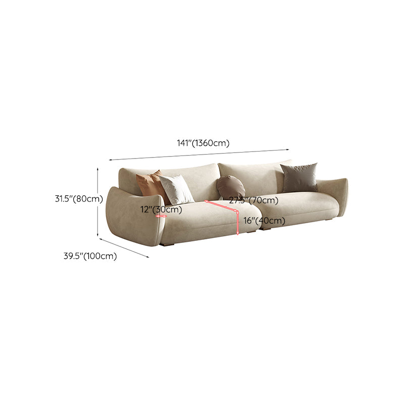 Modern Fabric Sectional with Bolster Pillows 31.5" Tall White L-shape Sectional