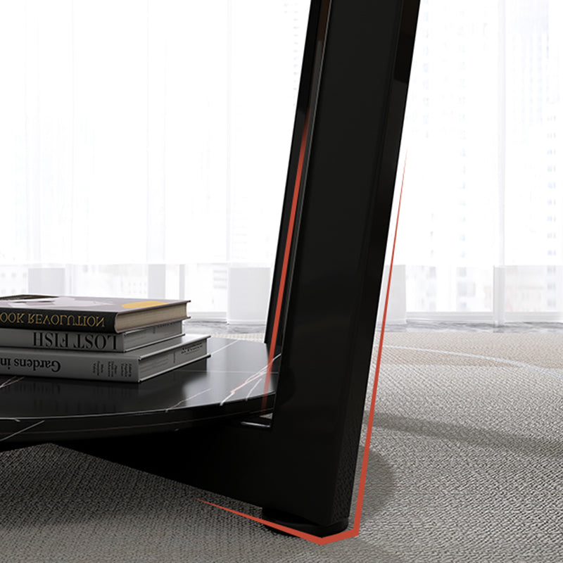 Modernistic Metallic Pedestal End Table Metal Rectangular Slate Top Side End Table