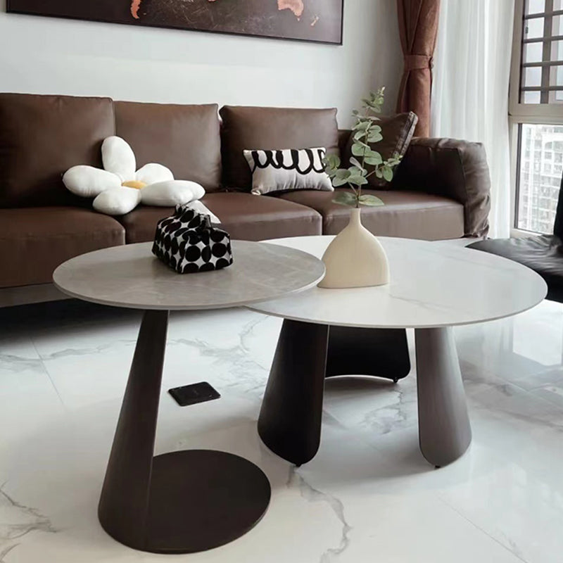 Slate Round Coffee Table No Distressing Modern Nesting Coffee Table Set
