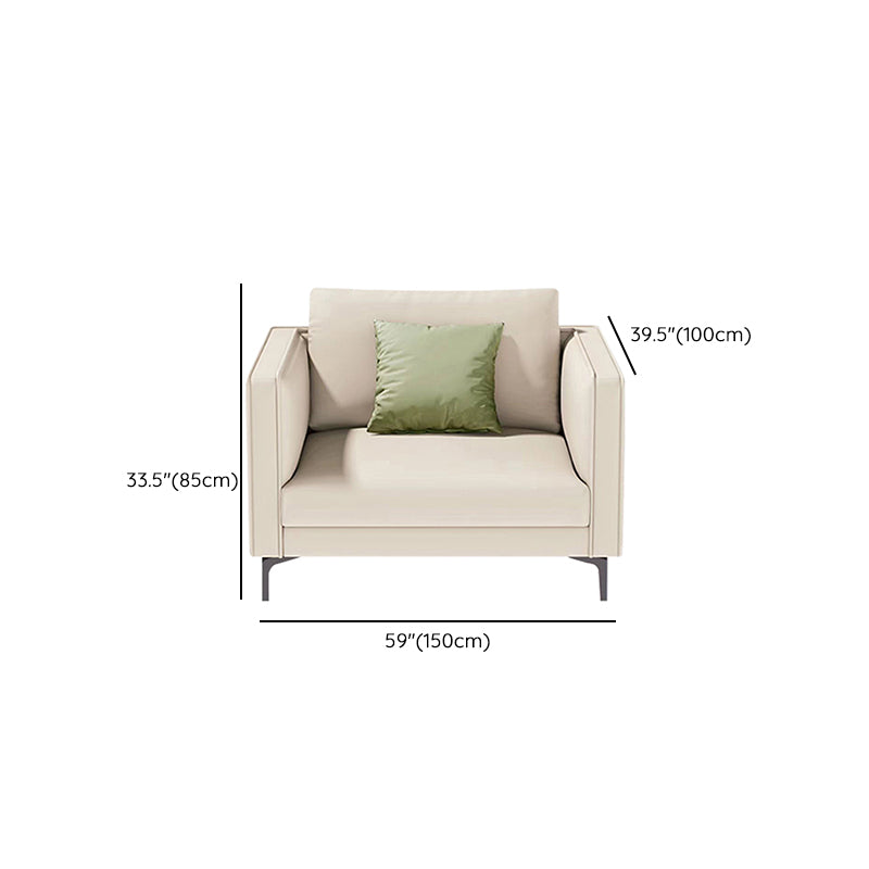 Contemporary Genuine Leather Pillows Square Arm Living Room Seating