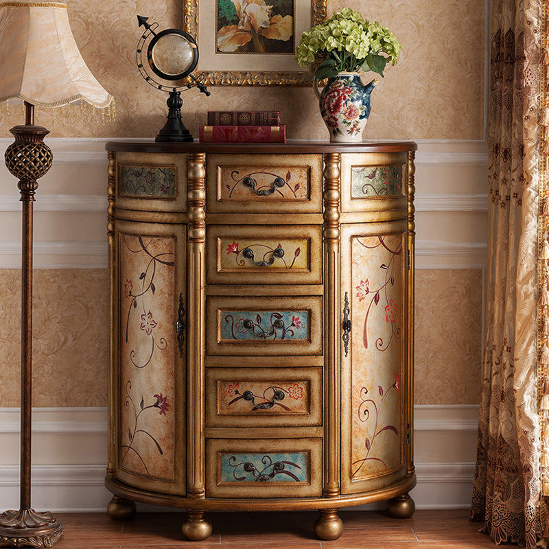 Industrial Bombe Accent Cabinet with Drawers and 2 Doors in Solid Wood