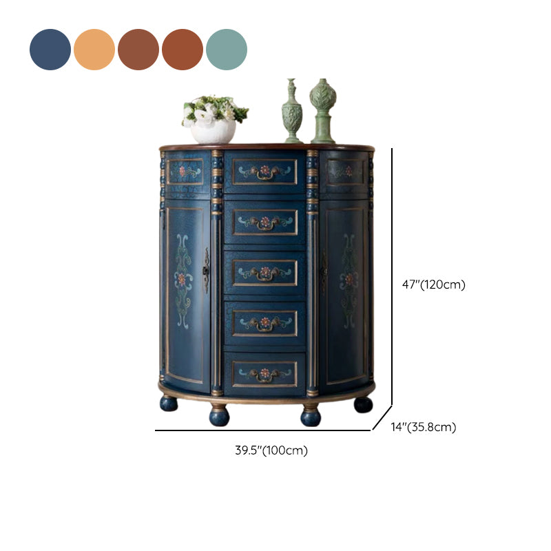 Industrial Bombe Accent Cabinet with Drawers and 2 Doors in Solid Wood