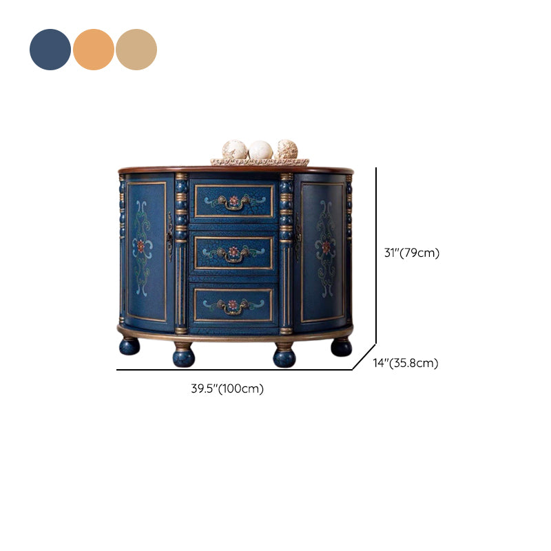 Industrial Bombe Accent Cabinet with Drawers and 2 Doors in Solid Wood
