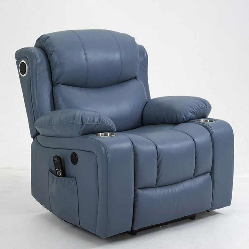 Traditional Leather Recliner Standard Recliner with Massage and Storage