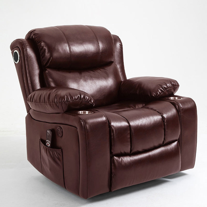 Traditional Leather Recliner Standard Recliner with Massage and Storage