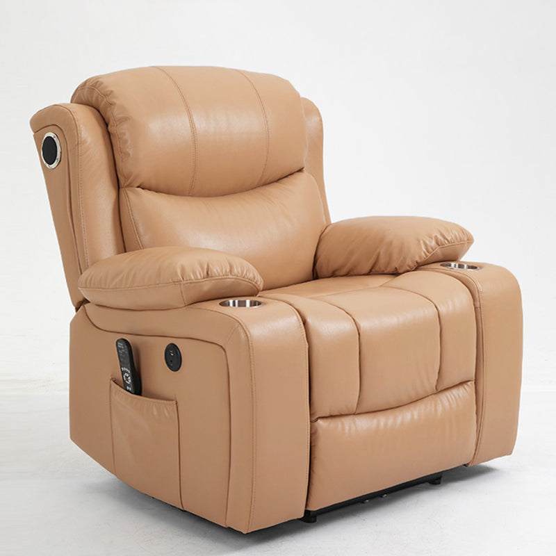 Traditional Leather Recliner Standard Recliner with Massage and Storage