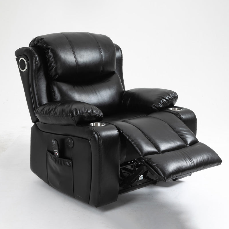 Traditional Leather Recliner Standard Recliner with Massage and Storage
