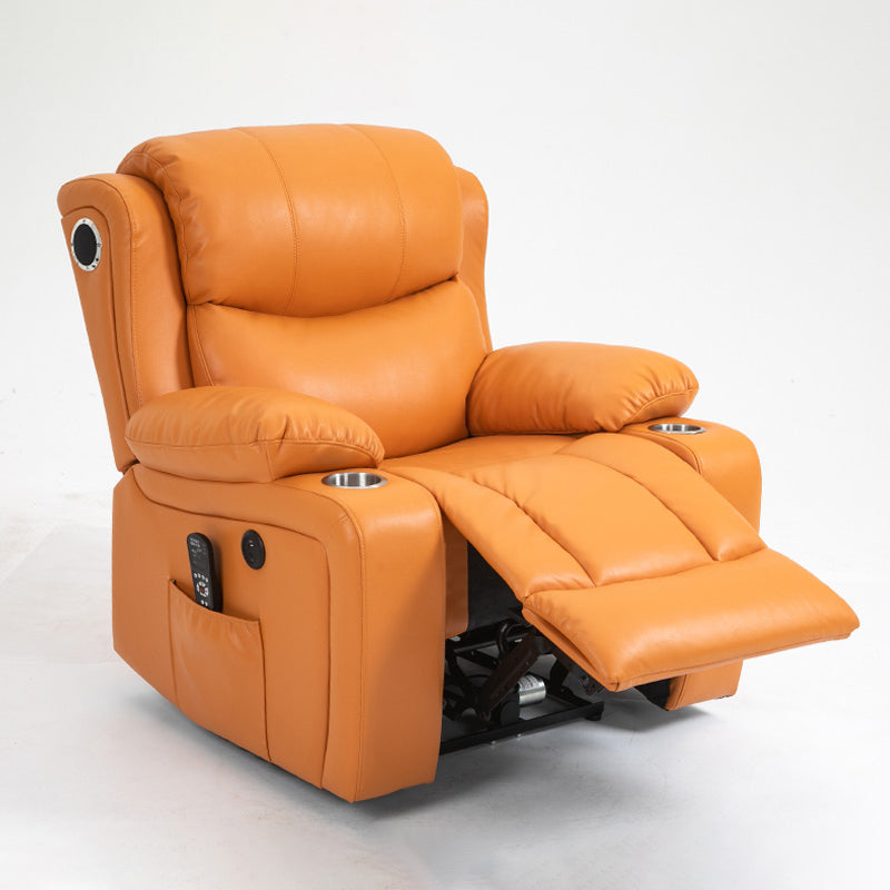 Traditional Leather Recliner Standard Recliner with Massage and Storage
