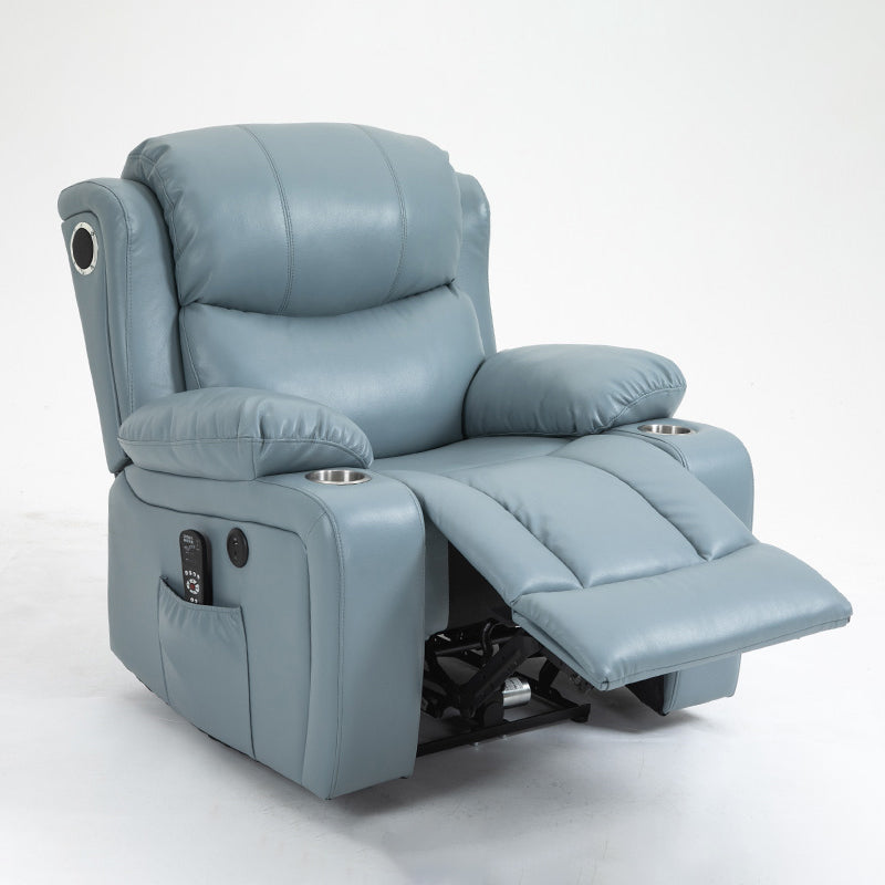 Traditional Leather Recliner Standard Recliner with Massage and Storage
