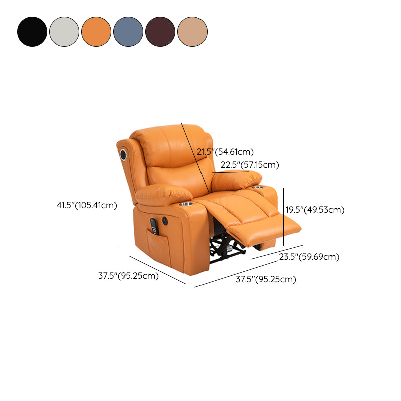 Traditional Leather Recliner Standard Recliner with Massage and Storage
