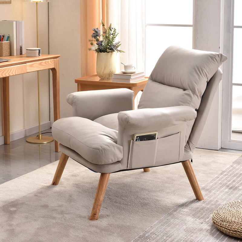 Scandinavian Upholstery Chair Faux Leather Standard Recliner with Footrest