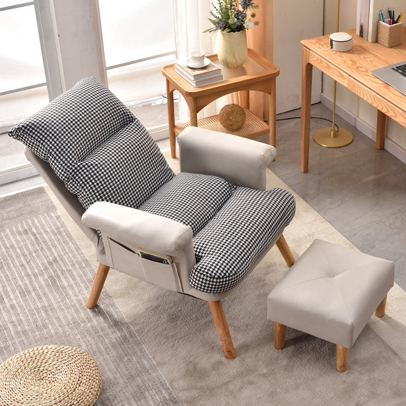 Scandinavian Upholstery Chair Faux Leather Standard Recliner with Footrest