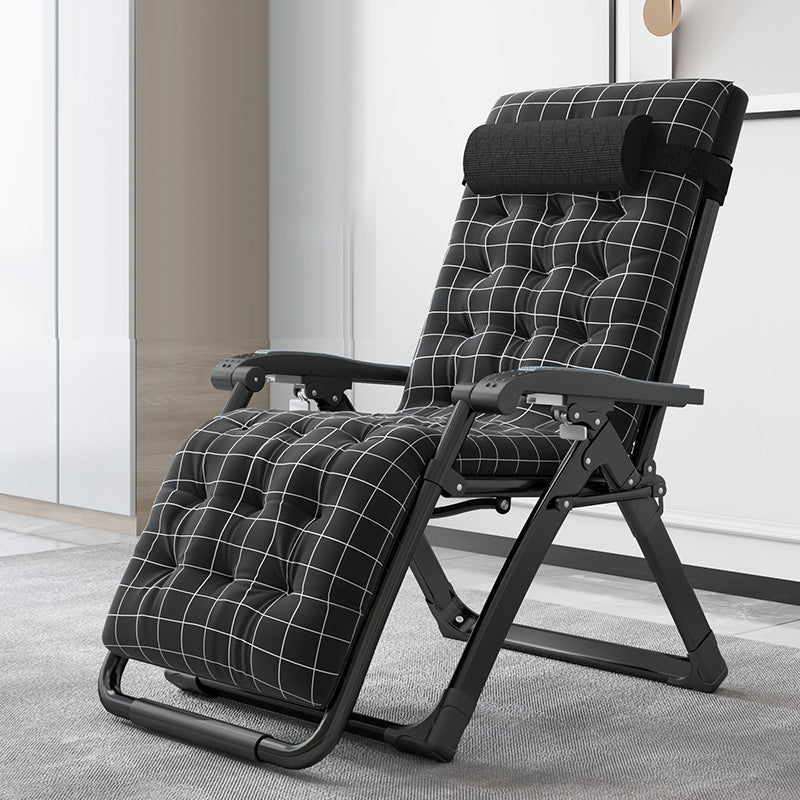 Living Room Recliner Chair Metal Plaid Contemporary Foldable Chair