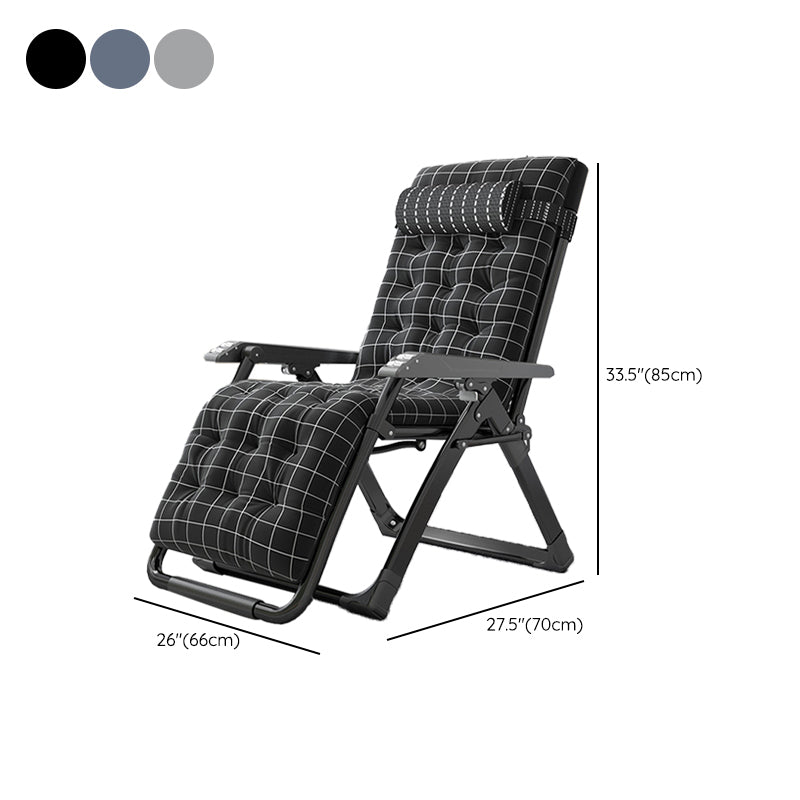 Living Room Recliner Chair Metal Plaid Contemporary Foldable Chair