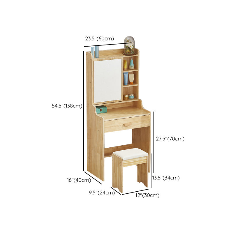 Scandinavian Dressing Table with Mirror and Drawer Solid Wood