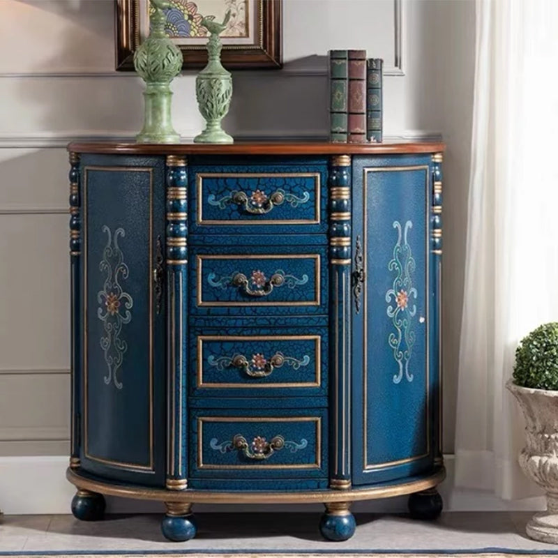 Industrial Solid Wood Cabinet with Drawers and 2 Doors Bombe Cabinet
