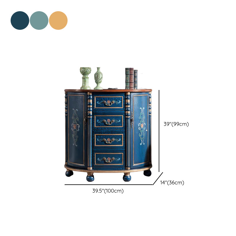 Industrial Solid Wood Cabinet with Drawers and 2 Doors Bombe Cabinet