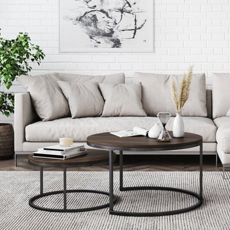 Contemporary Coffee Table Solid Wood Round Coffee Cocktail Table