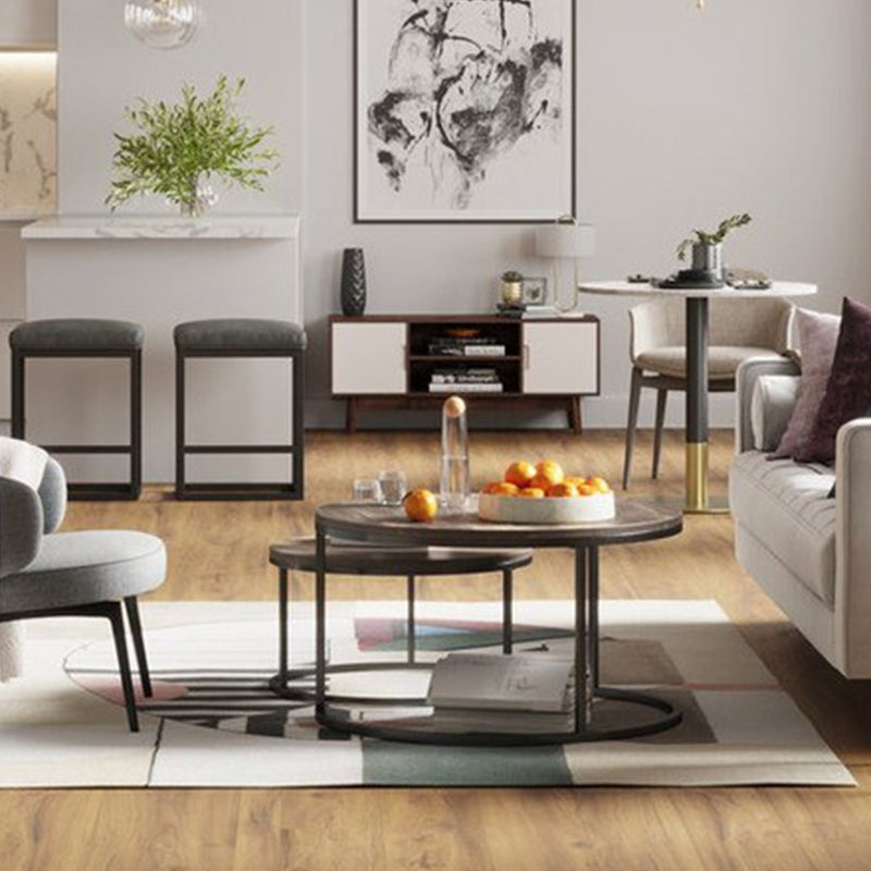 Contemporary Coffee Table Solid Wood Round Coffee Cocktail Table