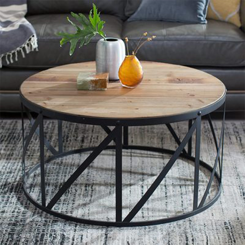 Contemporary Coffee Table Solid Wood Round Coffee Cocktail Table