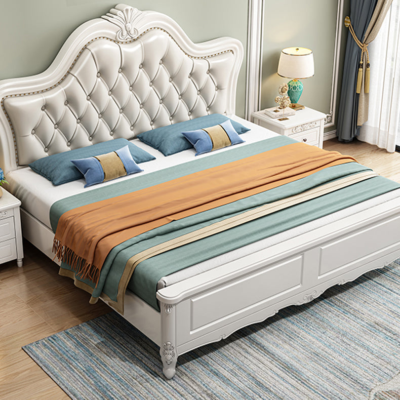 Victorian Solid Wood Standard Bed Headboard Bed Frame with Legs