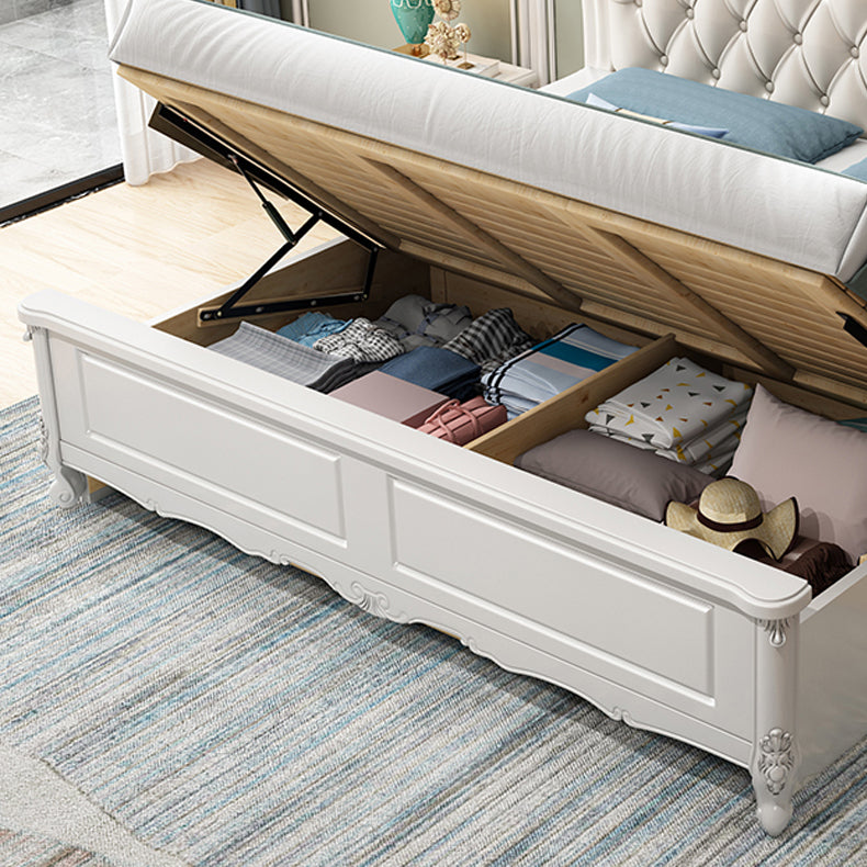 Victorian Solid Wood Standard Bed Headboard Bed Frame with Legs