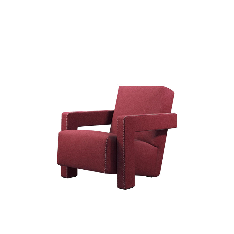 Solid Color Lounge Chair Living Room Square Arms Armchair with Legs