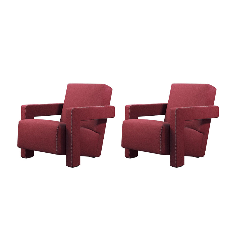 Solid Color Lounge Chair Living Room Square Arms Armchair with Legs