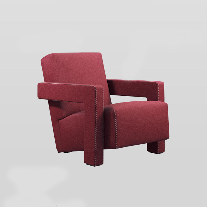Solid Color Lounge Chair Living Room Square Arms Armchair with Legs