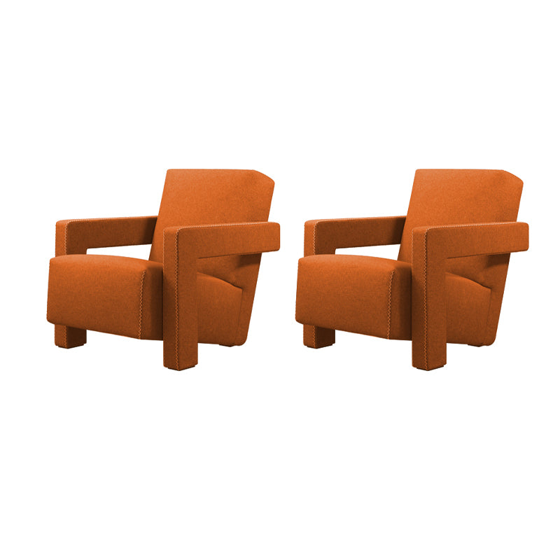 Solid Color Lounge Chair Living Room Square Arms Armchair with Legs