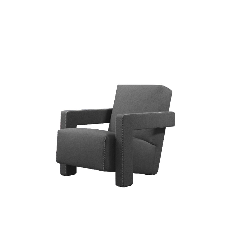 Solid Color Lounge Chair Living Room Square Arms Armchair with Legs