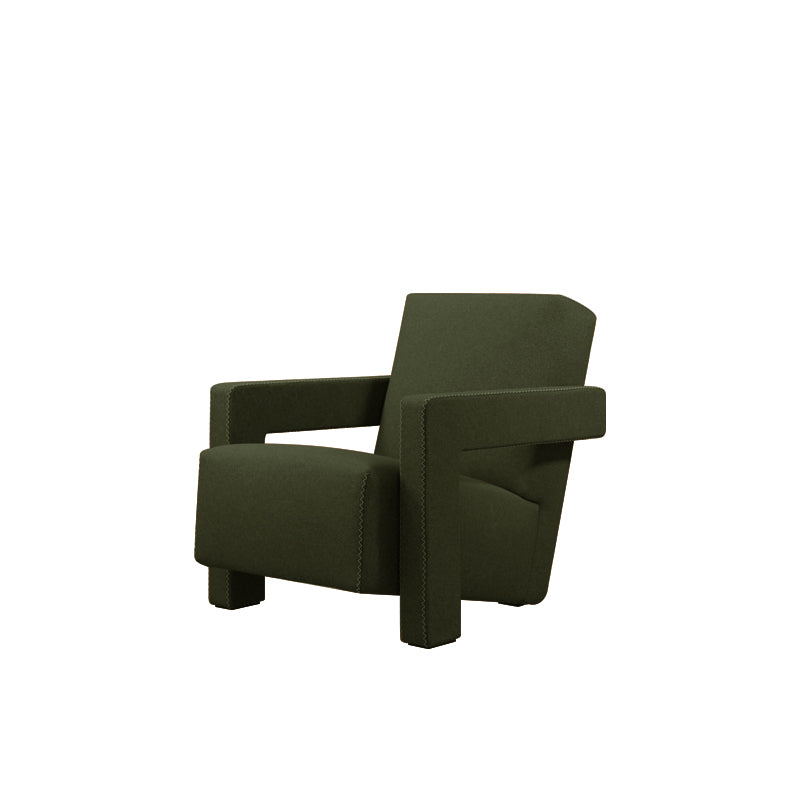 Solid Color Lounge Chair Living Room Square Arms Armchair with Legs