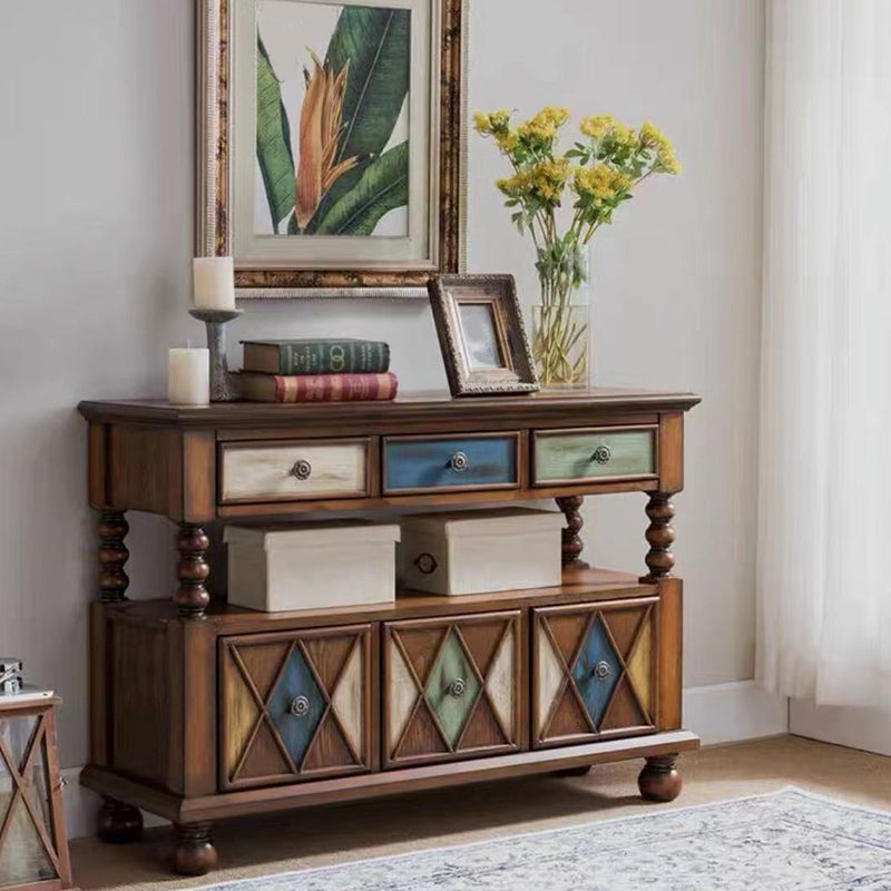 Industrial Accent Chest with Drawers and 1 Shelf in Rubberwood