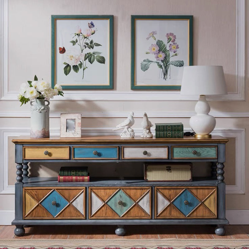 Industrial Accent Chest with Drawers and 1 Shelf in Rubberwood