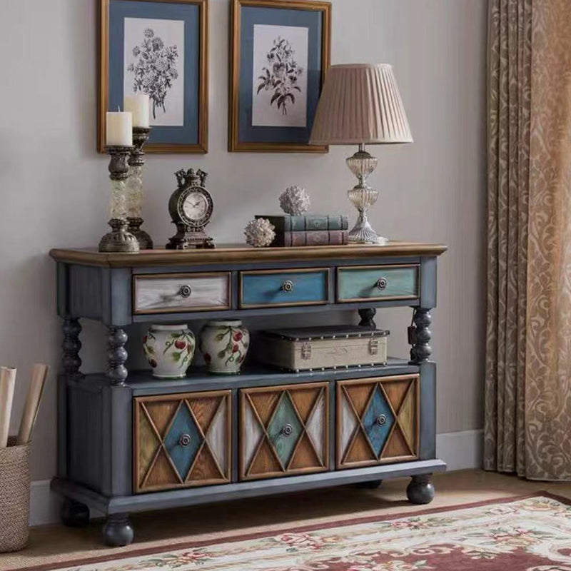 Industrial Accent Chest with Drawers and 1 Shelf in Rubberwood