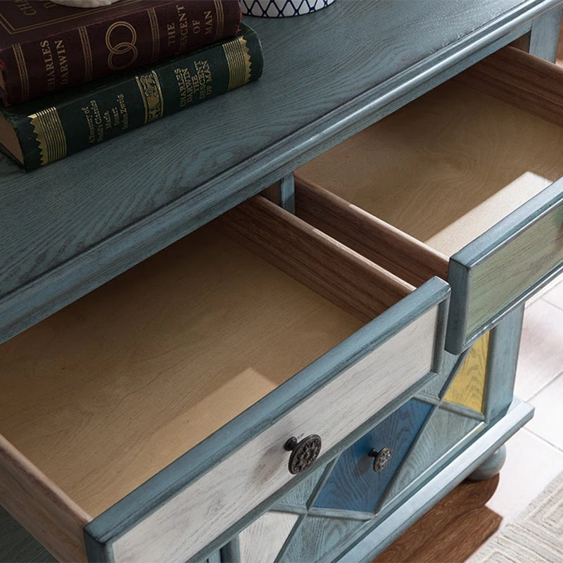 Industrial Accent Chest with Drawers and 1 Shelf in Rubberwood
